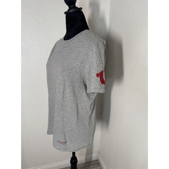 True Religion Womens Gray T-Shirt With Red Logo‎ Graphic - Picture 1 of 8